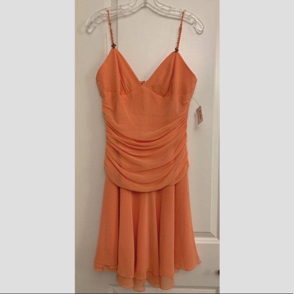 A.B.S. By Allen Schwartz Sz 8-10 Peach Strap Dress